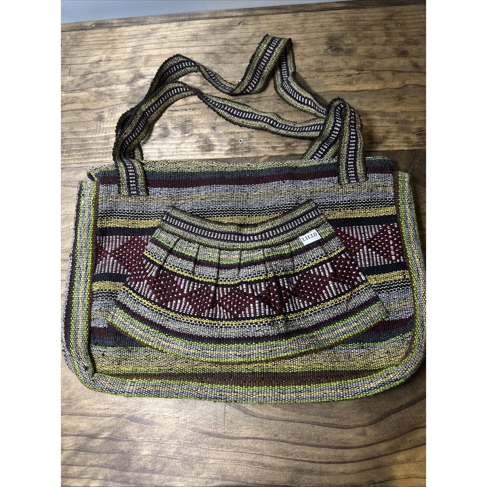 Vintage Lillo Woven Tote Multi-Color Artisan Shoulder Bag Boho